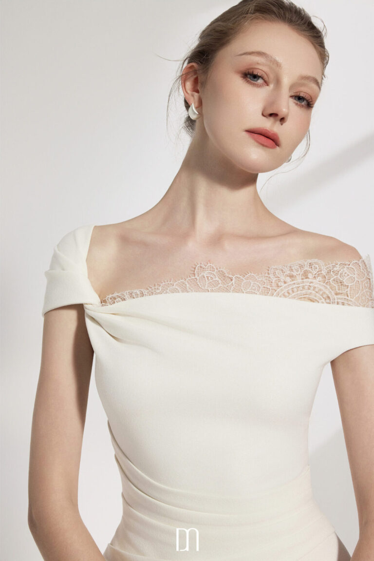 Elysian Lace Asymmetrical Midi Dress