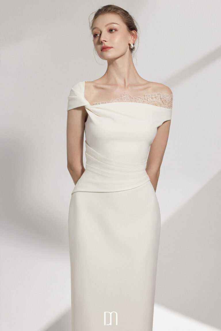 Elysian Lace Asymmetrical Midi Dress