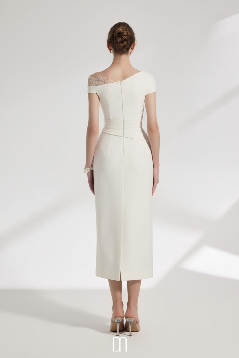 Elysian Lace Asymmetrical Midi Dress