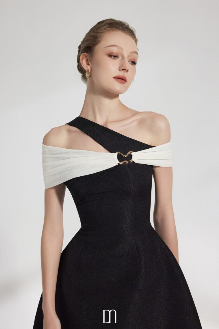 Noir Asymmetrical A-line Mini Dress