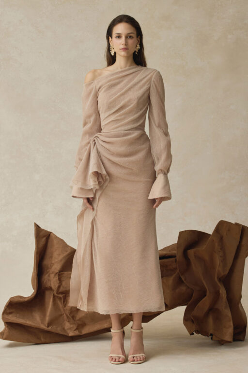 Elarion Asymmetrical Mermaid Dress With Long Sleeves