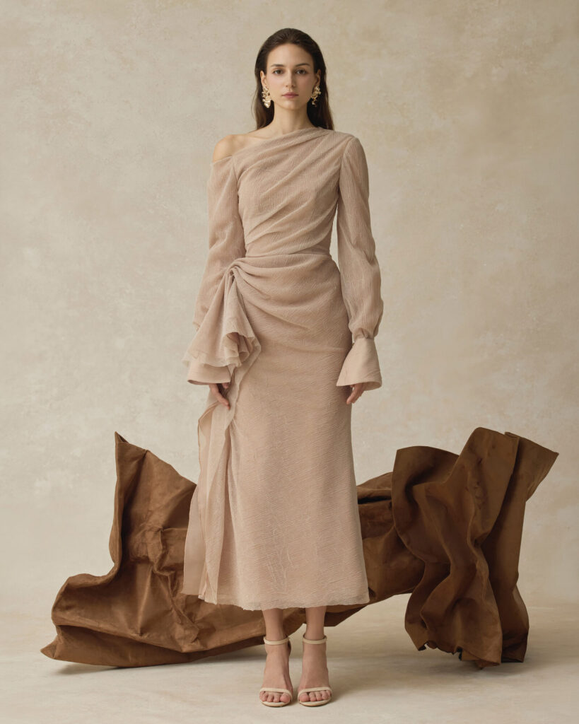 Elarion Asymmetrical Mermaid Dress With Long Sleeves