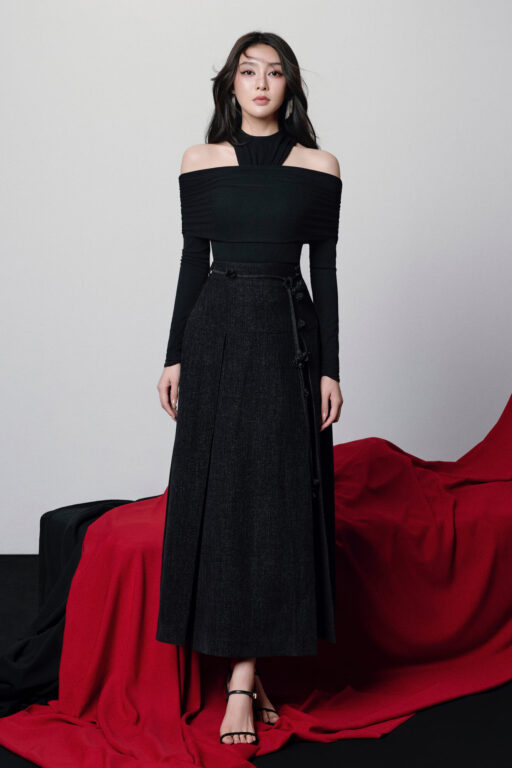 Elliana Midi Design Pleated Skirt