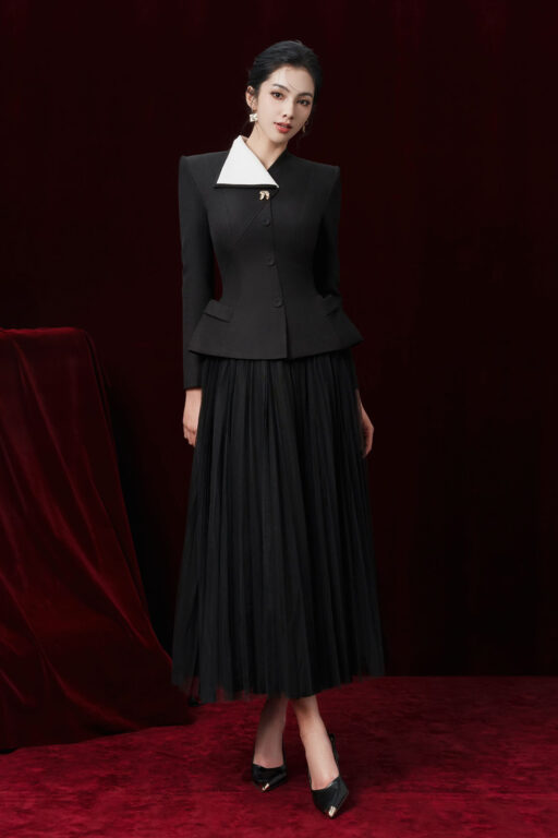 Naomie flipped neck peplum vest