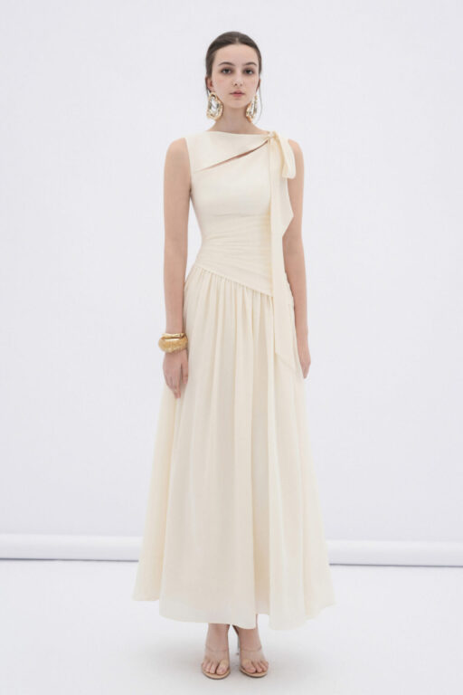 Ciel asymmetric cut-out neckline midi dress