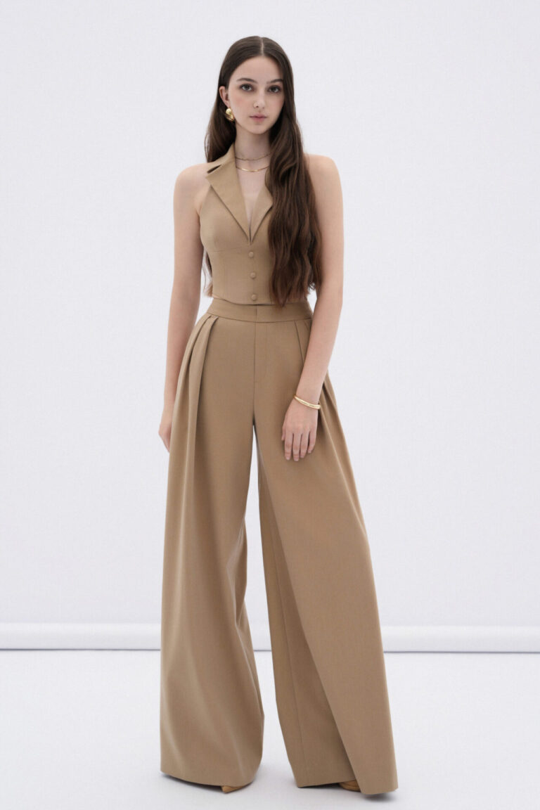 Stella wide-leg pleated trousers
