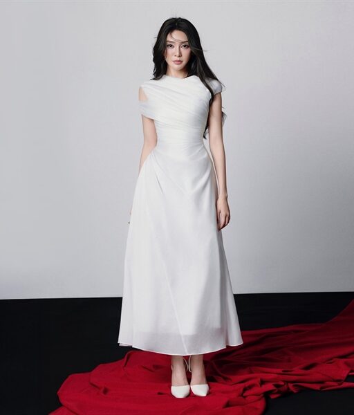 Maia ruffled midi dress