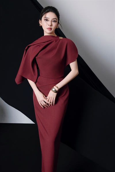 Agnes asymmetrical draping midi dress