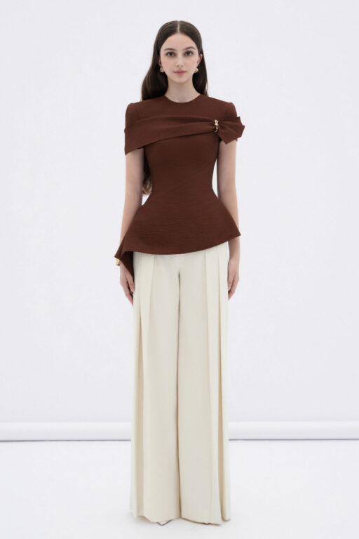 Mae pleated high-waisted straight pants