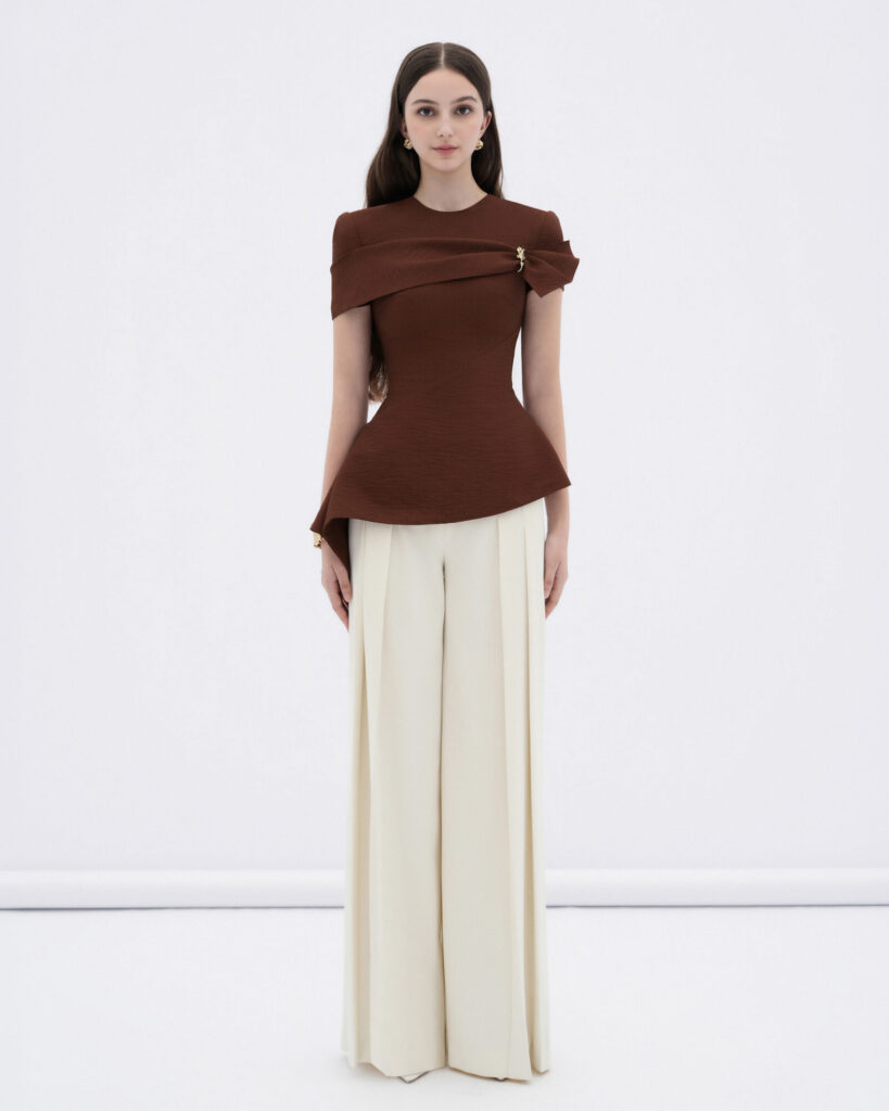 Mae pleated high-waisted straight pants