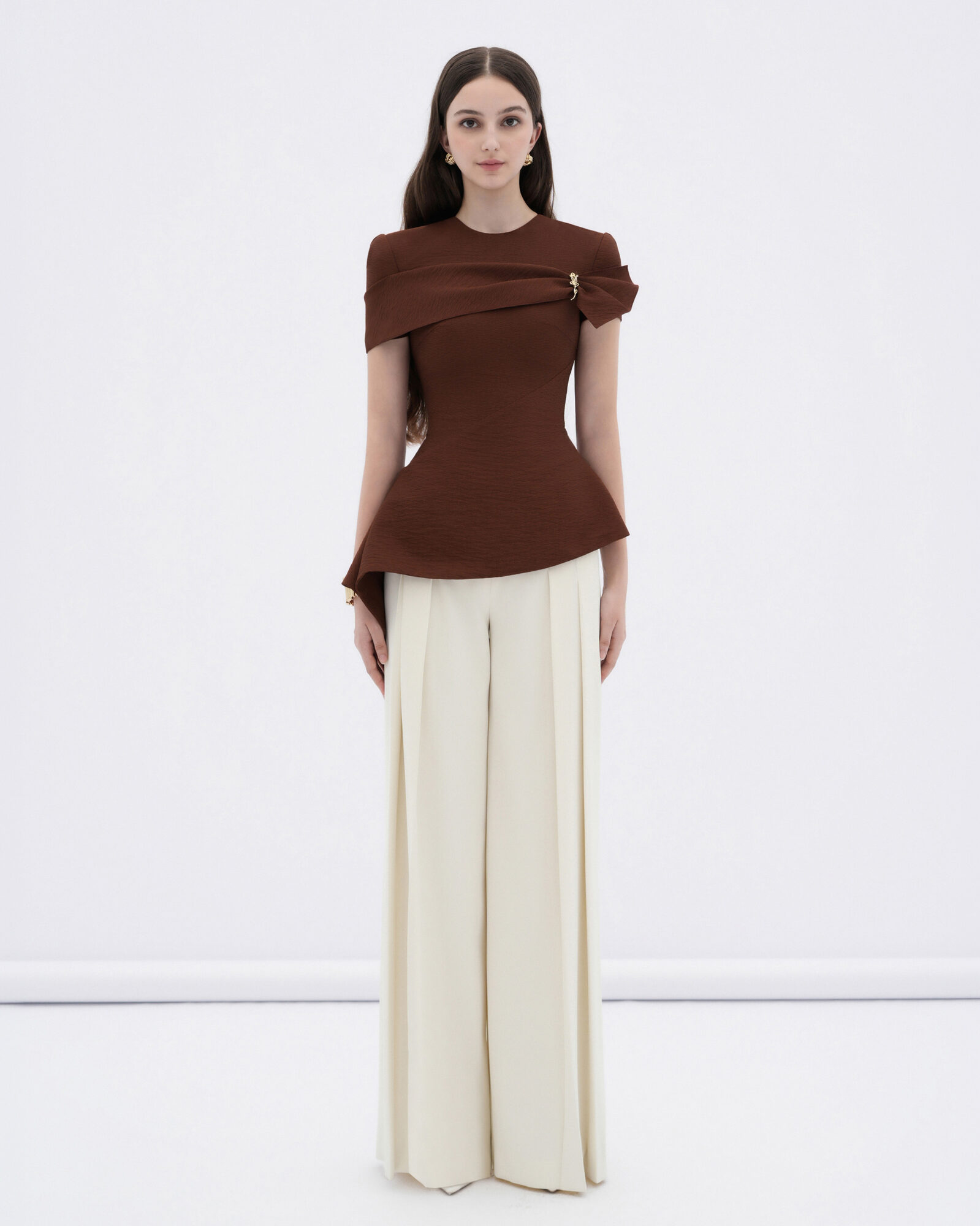 Mae pleated high-waisted straight pants