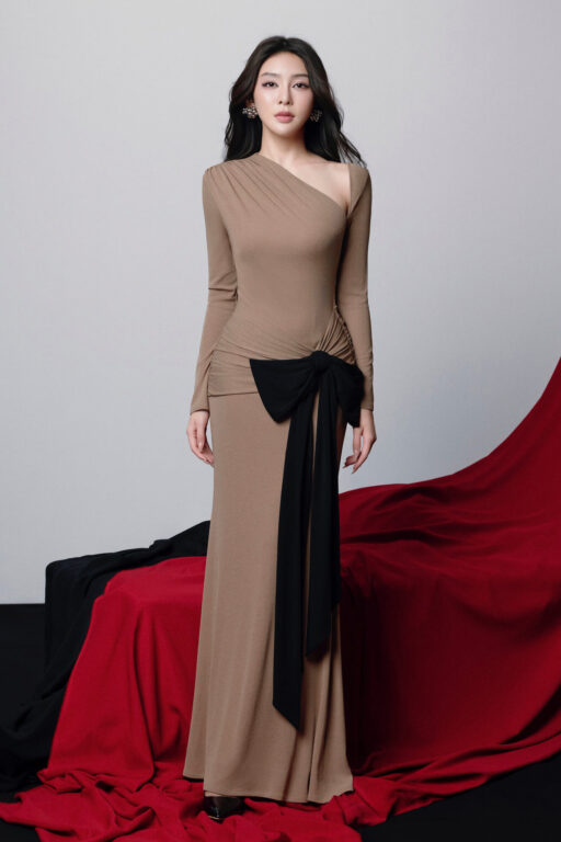 Melanie Maxi Mermaid Dress With Bow