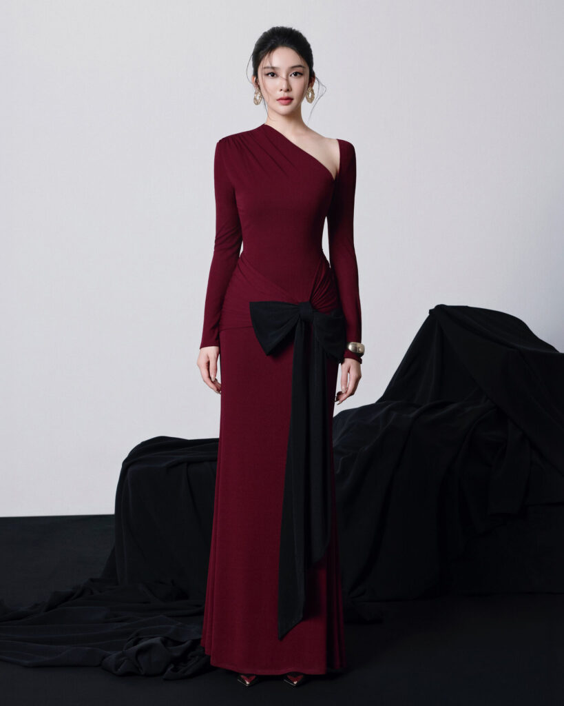 Melanie Maxi Mermaid Dress With Bow