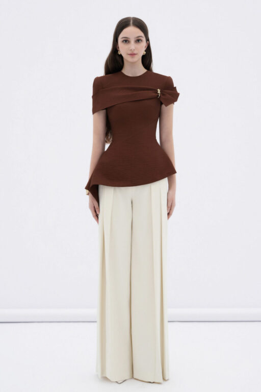 Mae pleated high-waisted straight pants