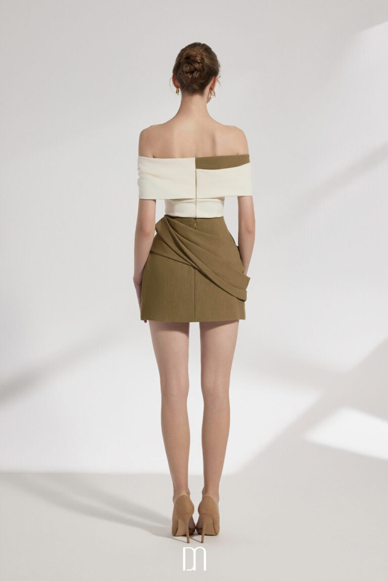 Sora Two-Tone Draping Off-shoulder Top