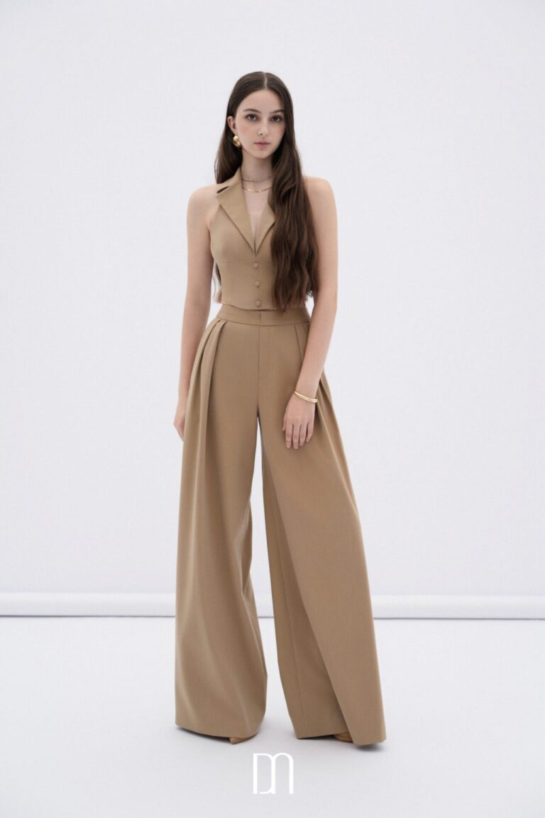 Stella wide-leg pleated trousers
