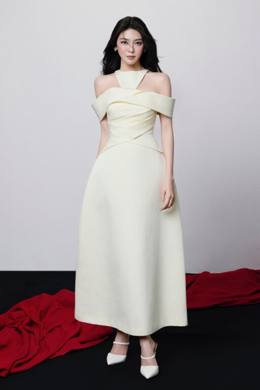 Rene Off Shoulder Jacquard Dress