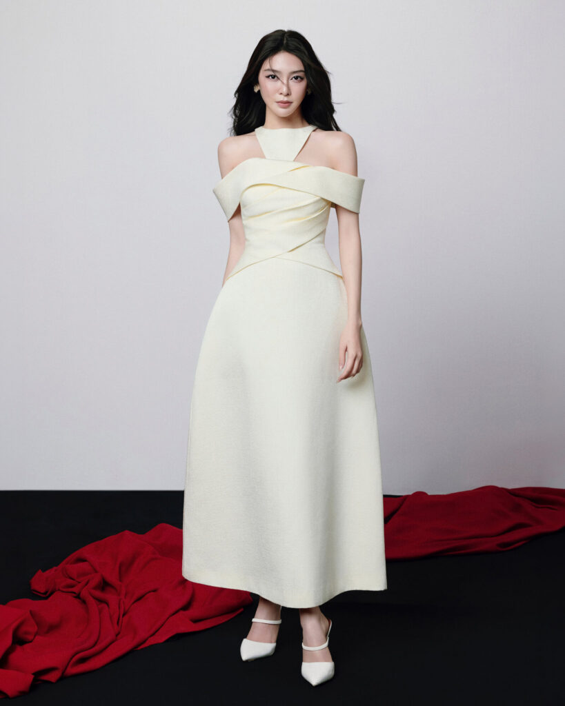 Rene Off Shoulder Jacquard Dress