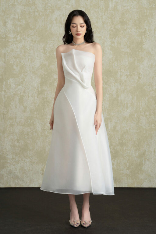 Senora 3D Draping Organza Strapless Dress