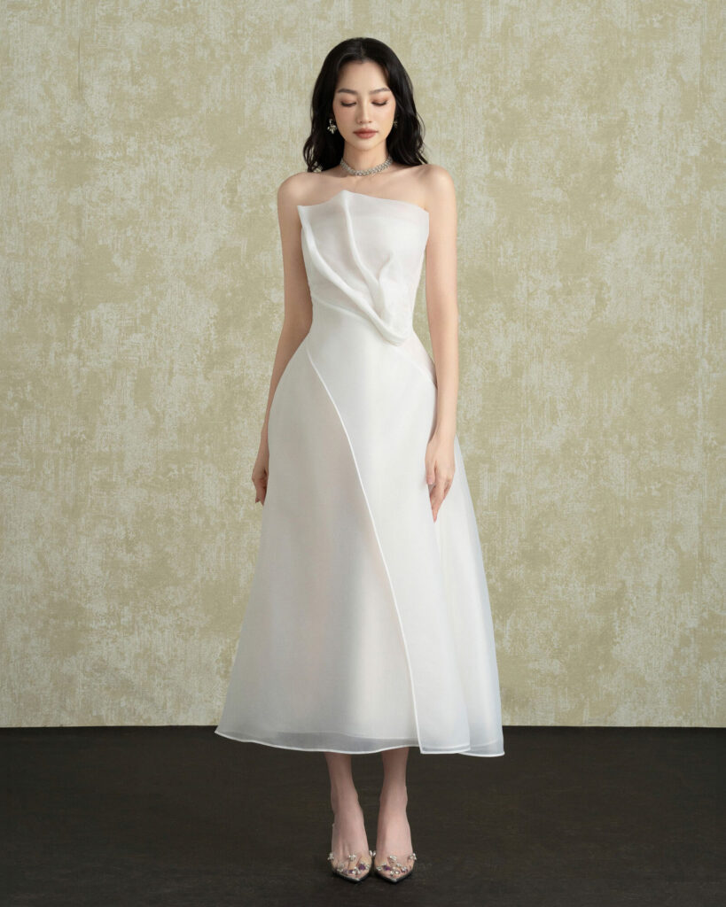 Senora 3D Draping Organza Strapless Dress