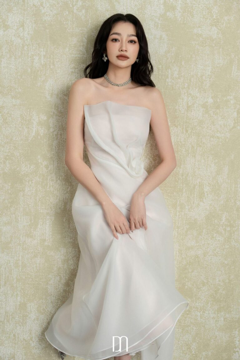 Senora 3D Draping Organza Strapless Dress