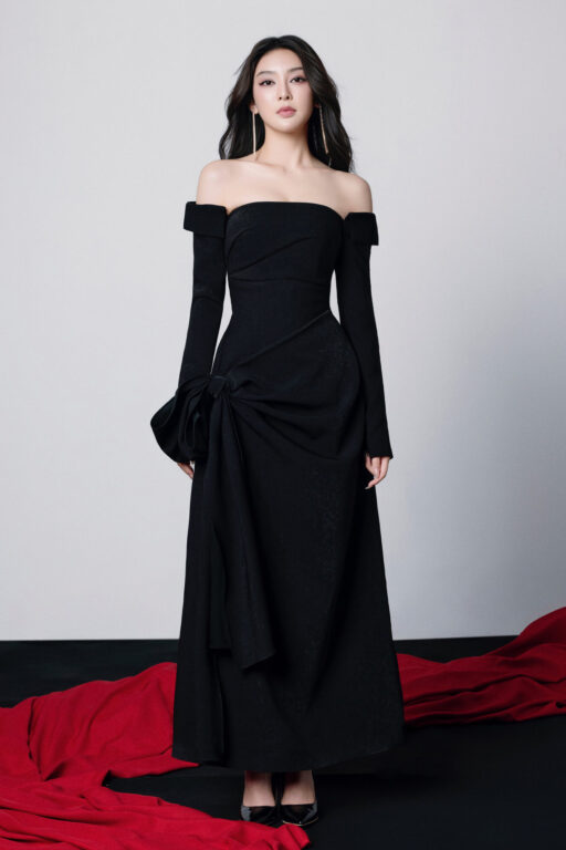 Teresa Off-Shoulder Dress With Bow