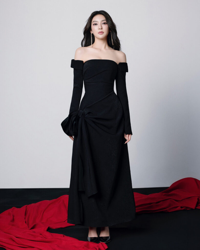 Teresa Off-Shoulder Dress With Bow