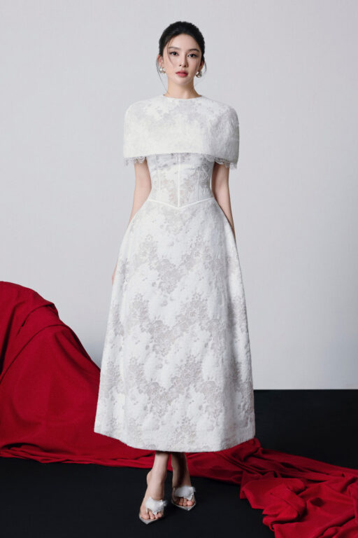 Tina Midi Lace Dress With Cape