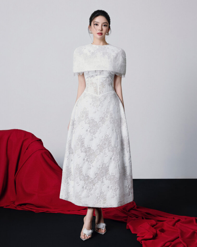Tina Midi Lace Dress With Cape