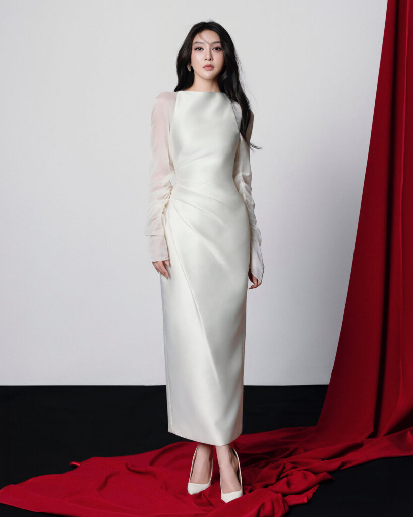 Zeta Midi Long Sleeve Off Shoulder Dress