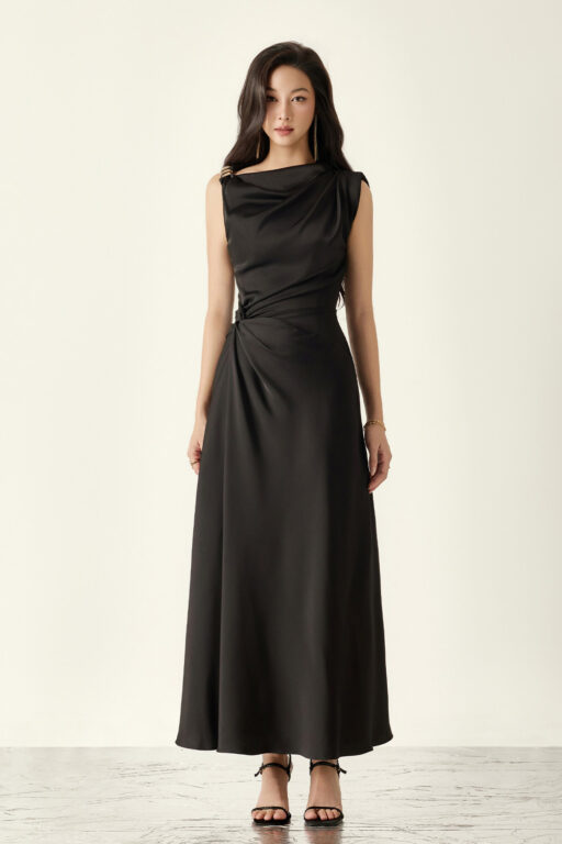 Brise Twisted Midi Drape Dress