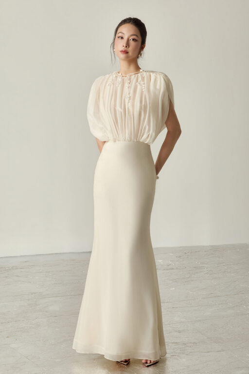 Clio Sheer Ruched Midi Dress