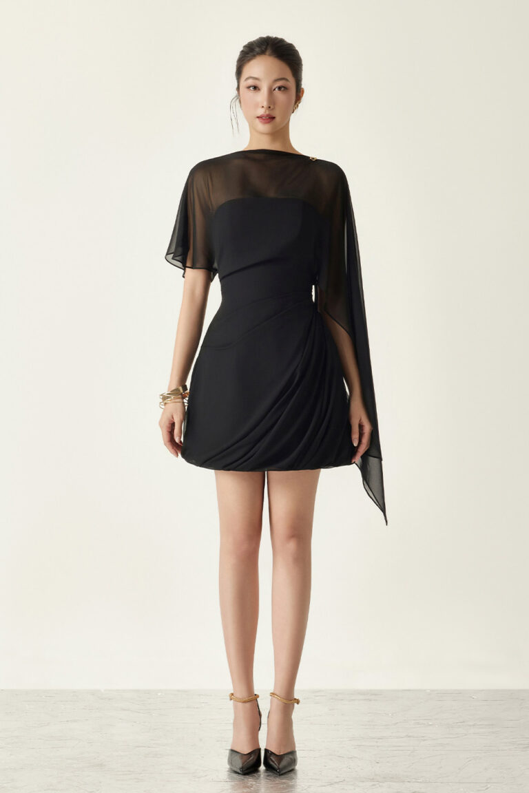 Catherine Mini Chiffon Dress With Cape