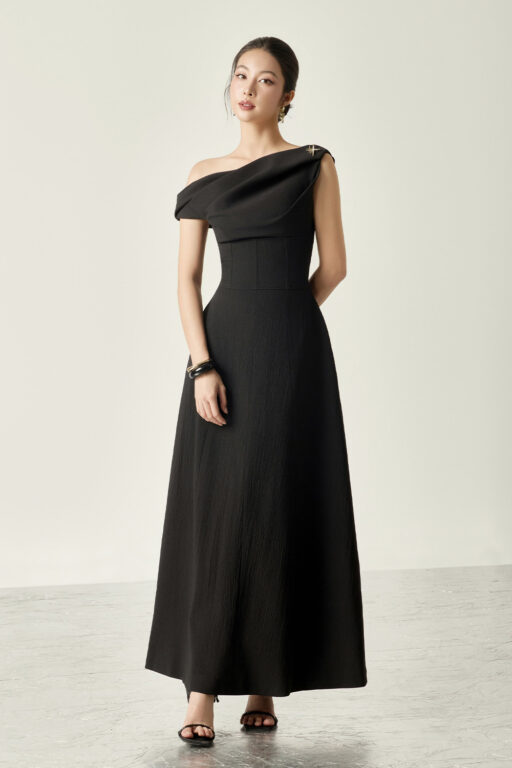 Charlotte Asymmetrical Midi Flared Dress