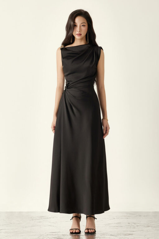 Brise Twisted Midi Drape Dress