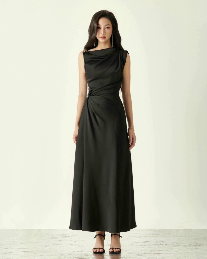 Brise Twisted Midi Drape Dress