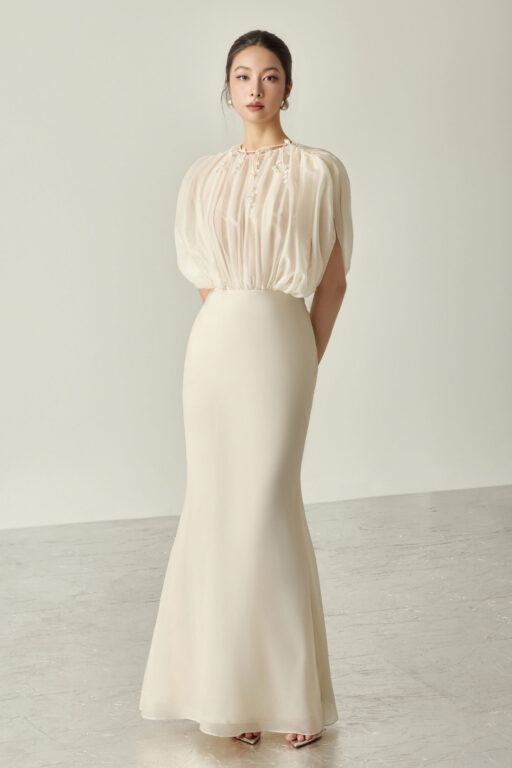 Clio Sheer Ruched Midi Dress