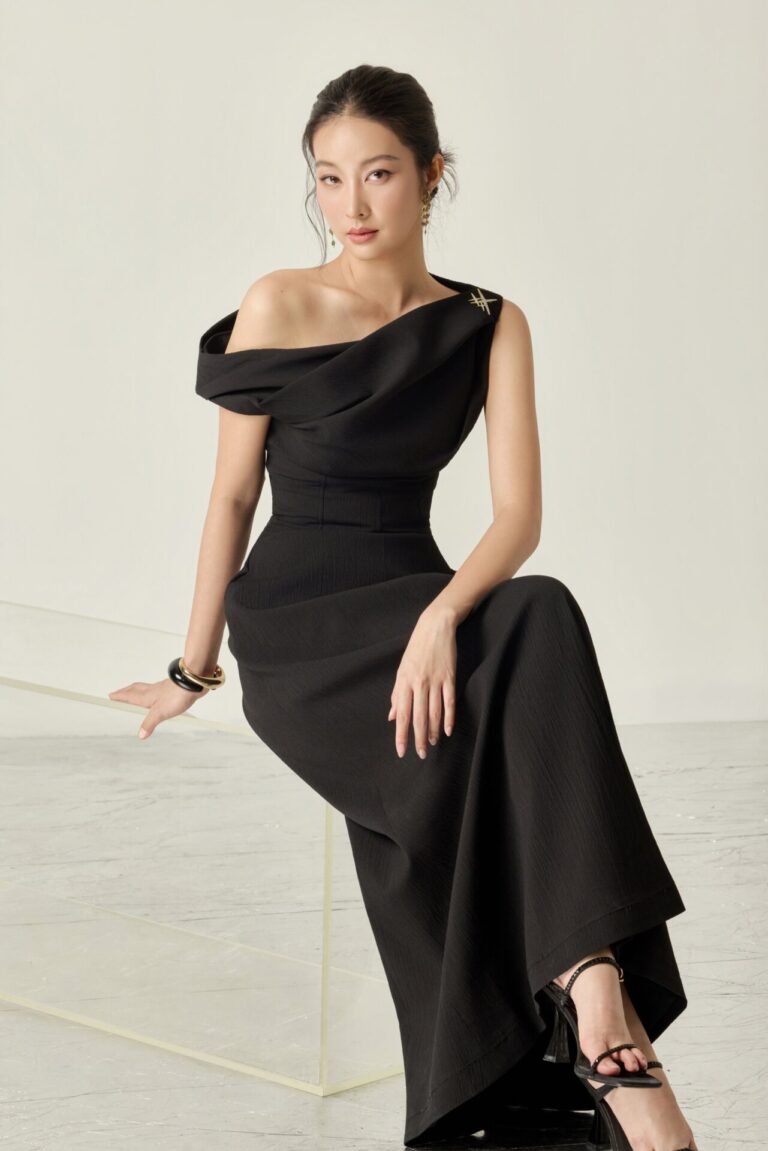 Charlotte Asymmetrical Midi Flared Dress
