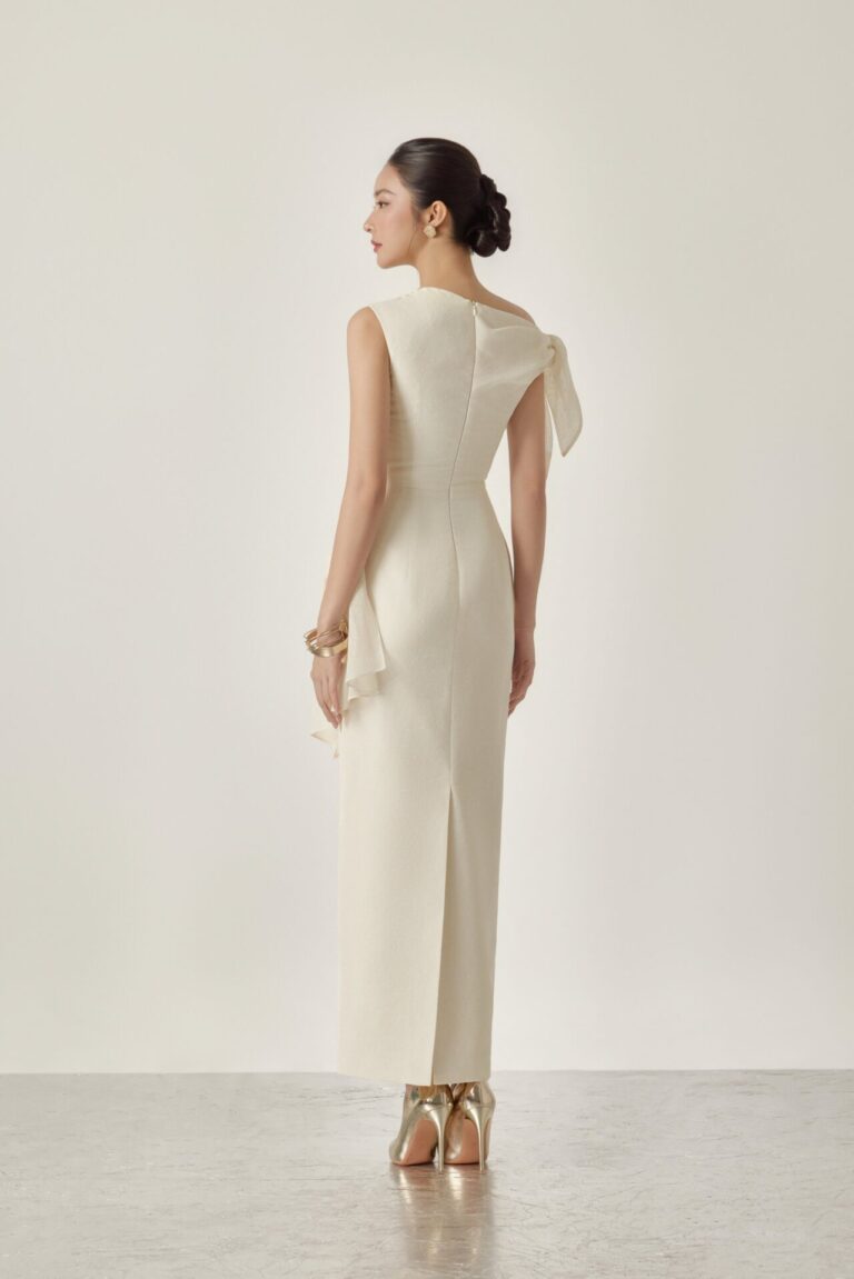 Aly Midi Dress With Bow Detail On The Shoulder