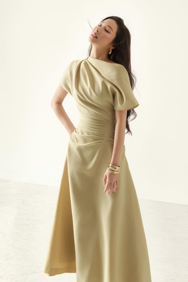 Olivia Structured Draping Midi Skirt