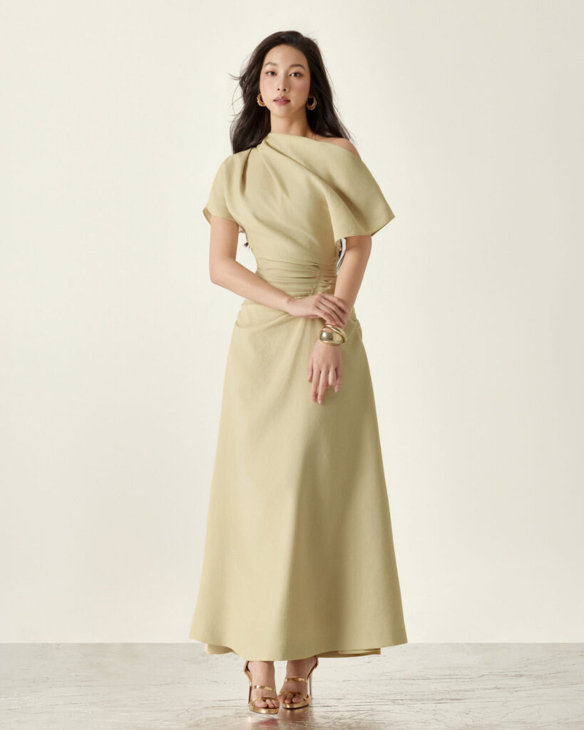 Olivia Structured Draping Midi Skirt