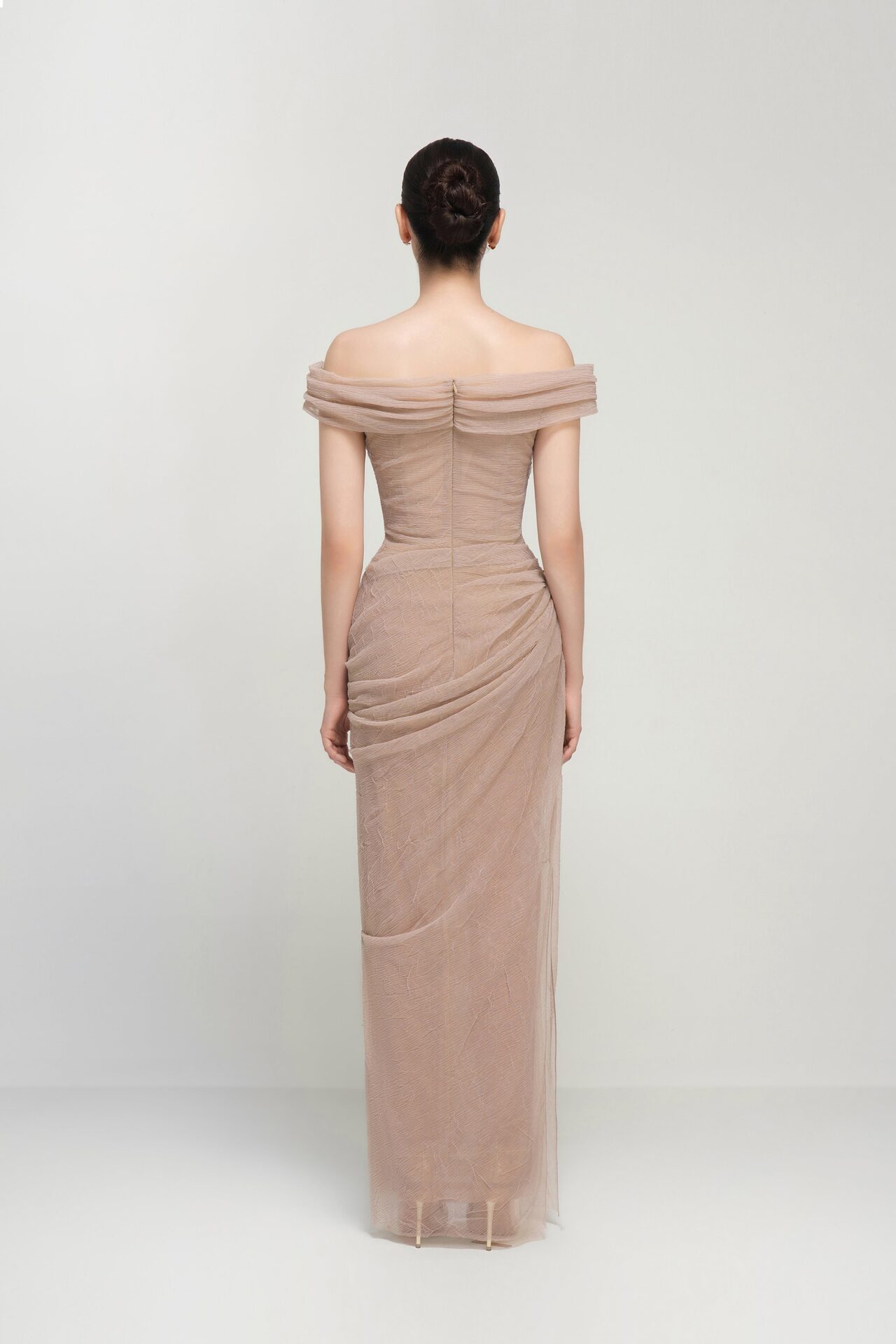 Bianca draped illusion dress