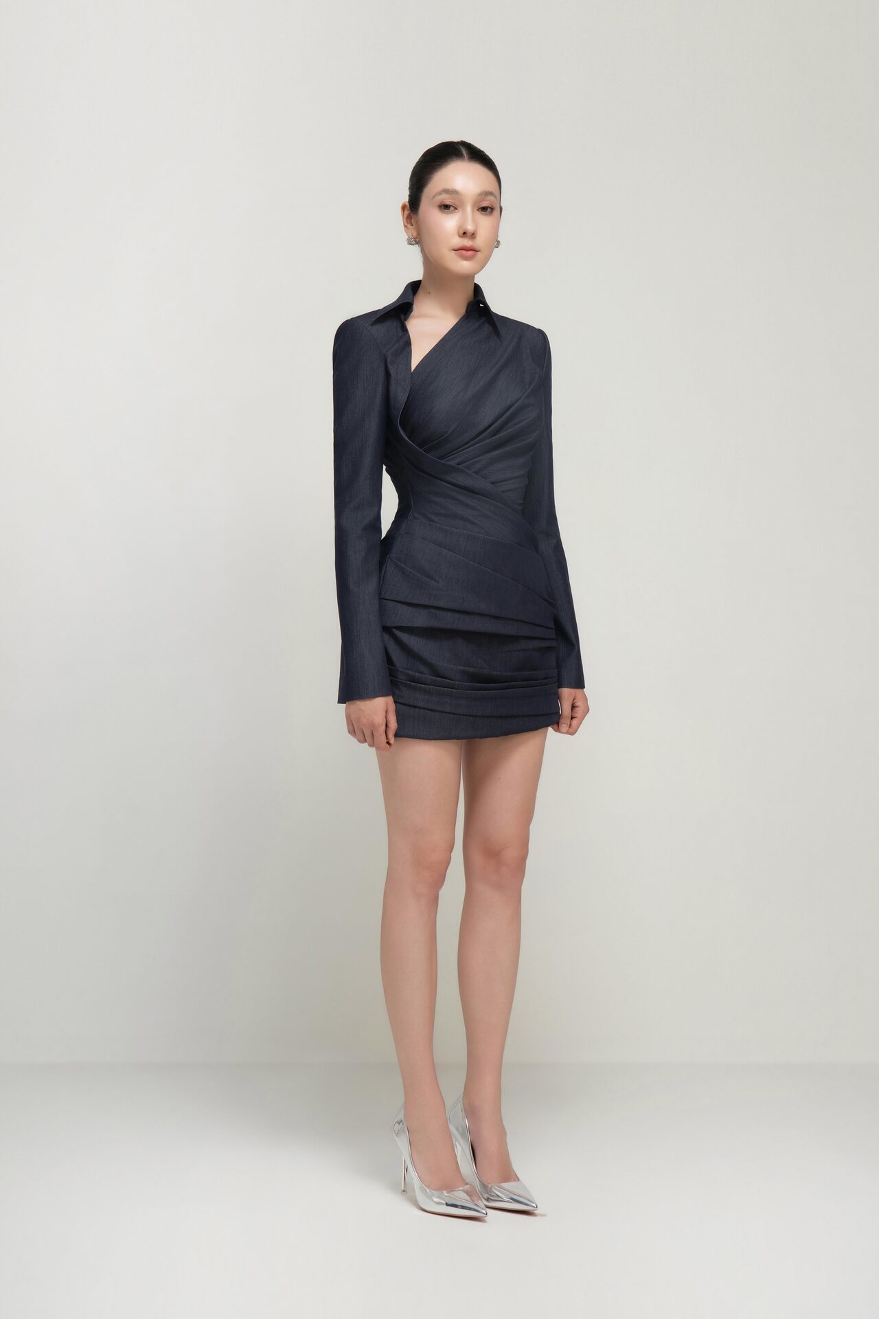 Grace Asymmetric-collar sculpted mini