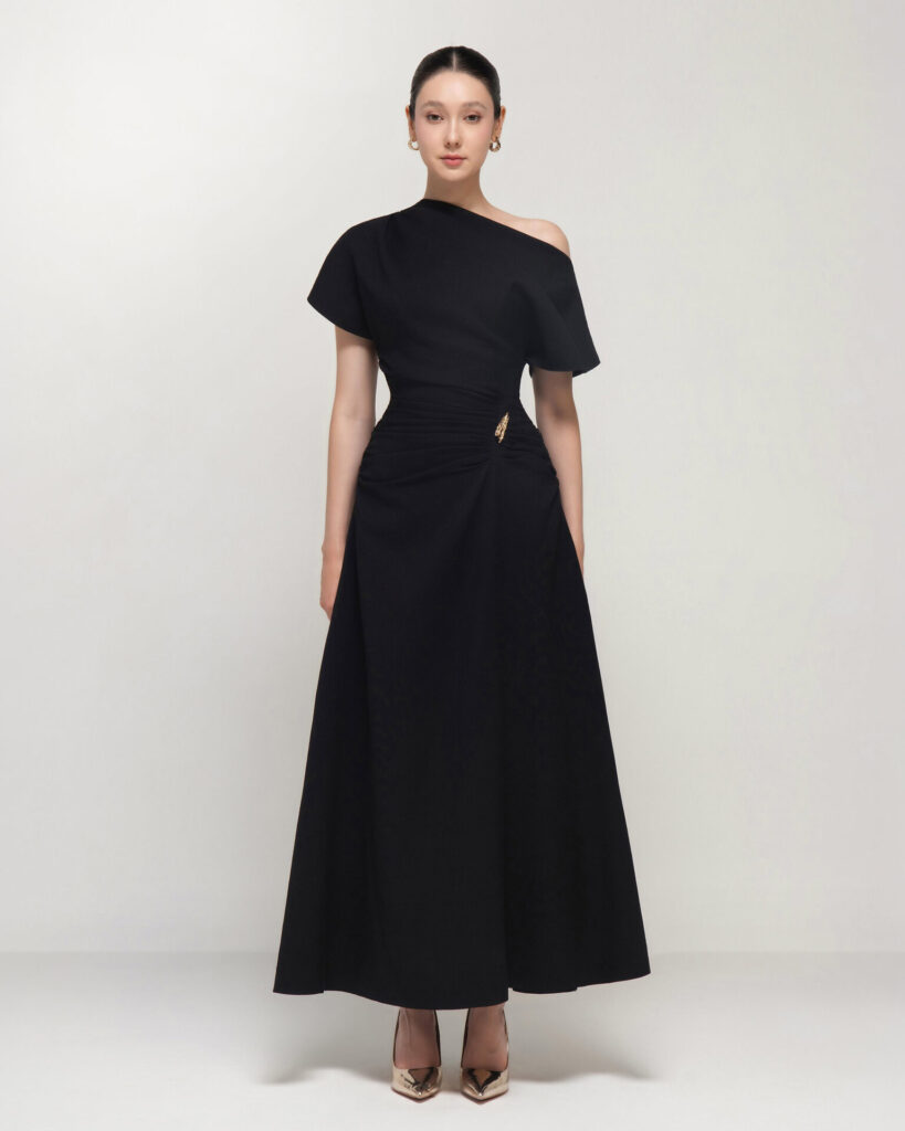 Olivia Structured Draping Midi Skirt