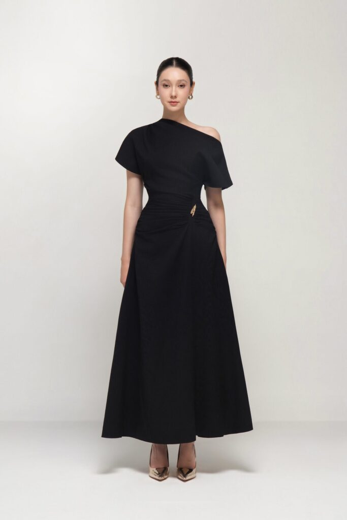 Olivia Structured Draping Midi Skirt