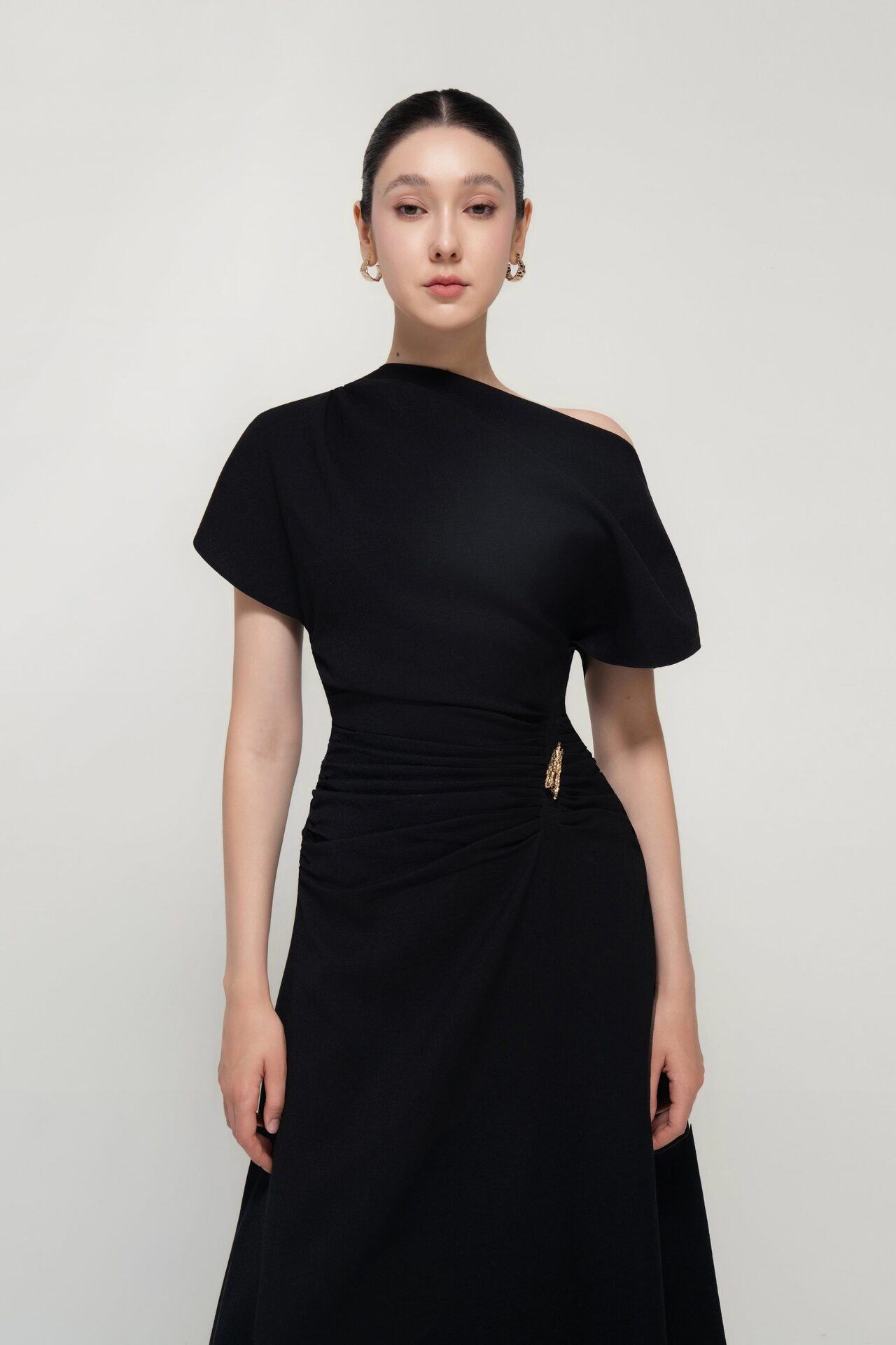 Olivia Structured Draping Midi Skirt