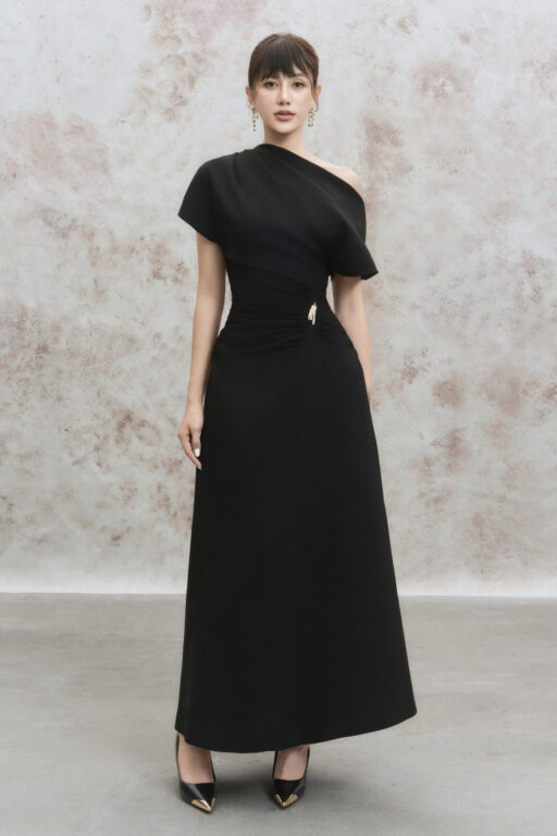 Olivia Structured Draping Midi Skirt
