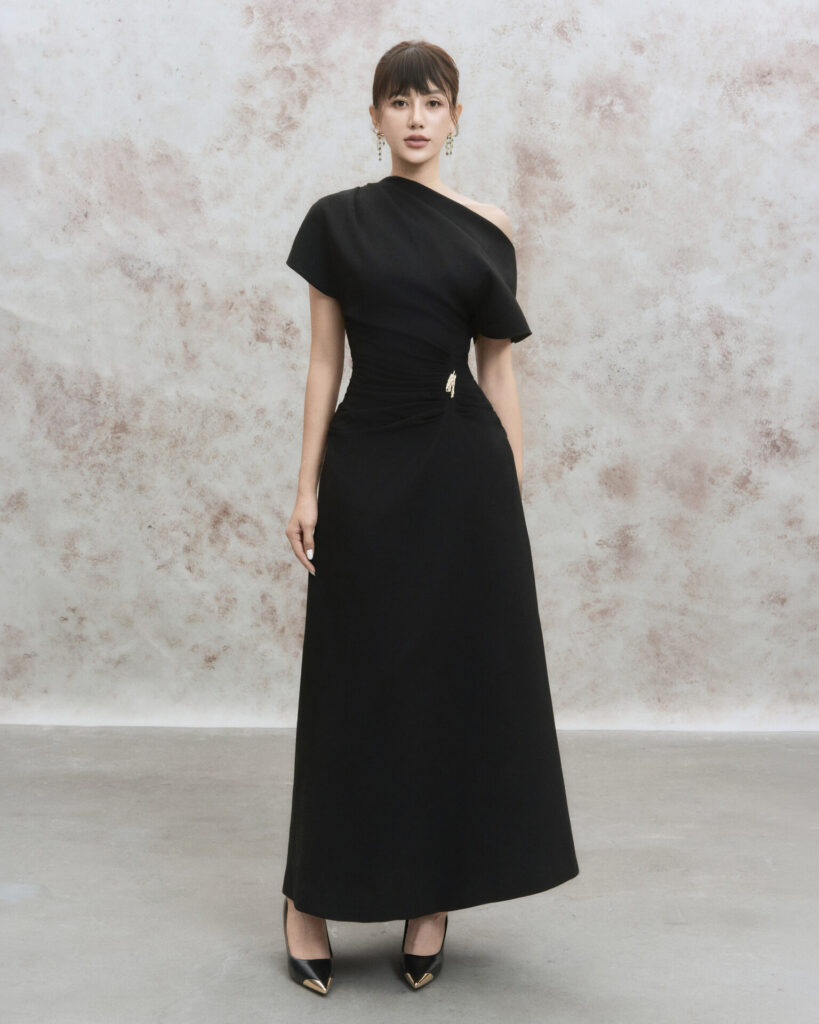 Olivia Structured Draping Midi Skirt
