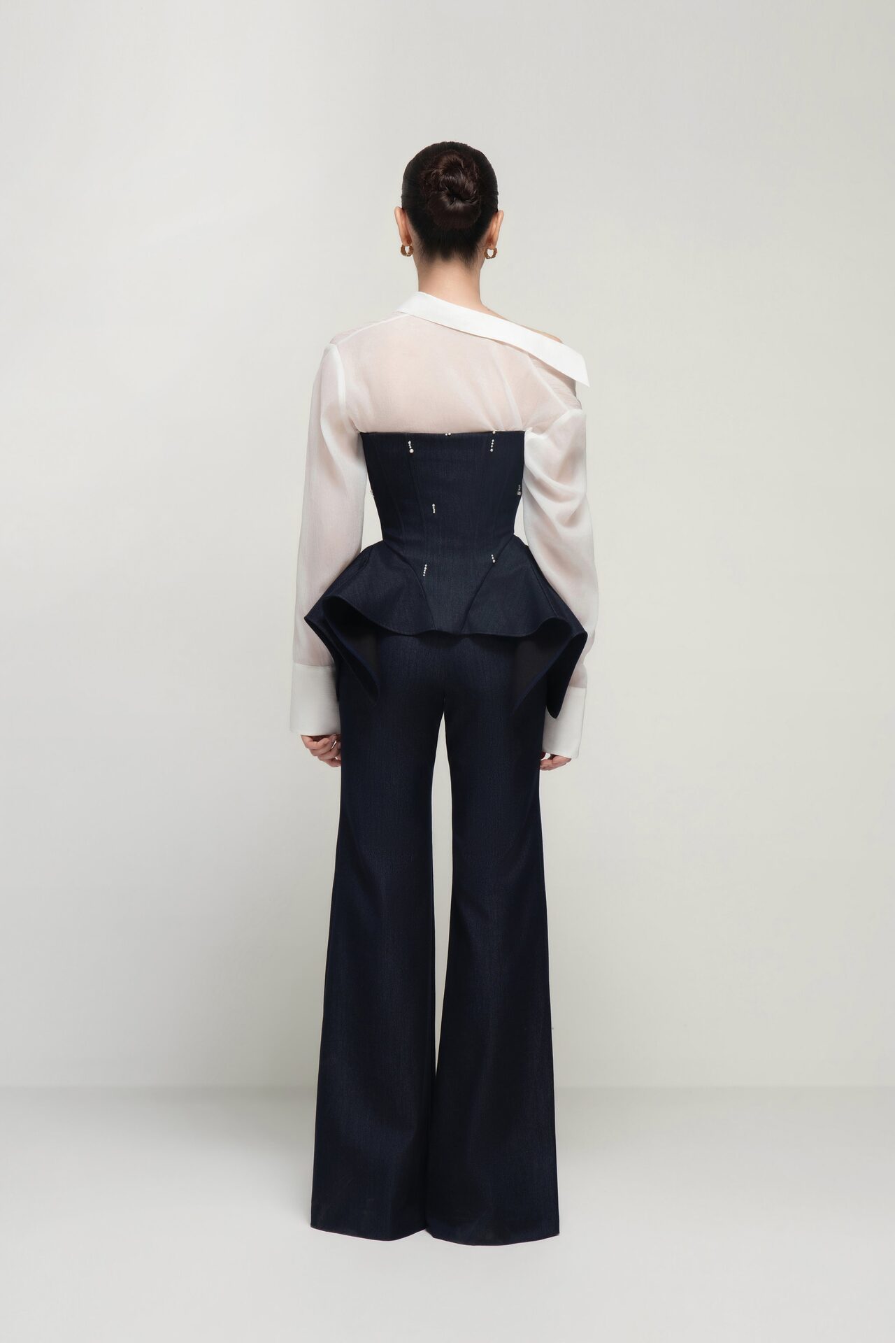 Perry pleated flare jeans