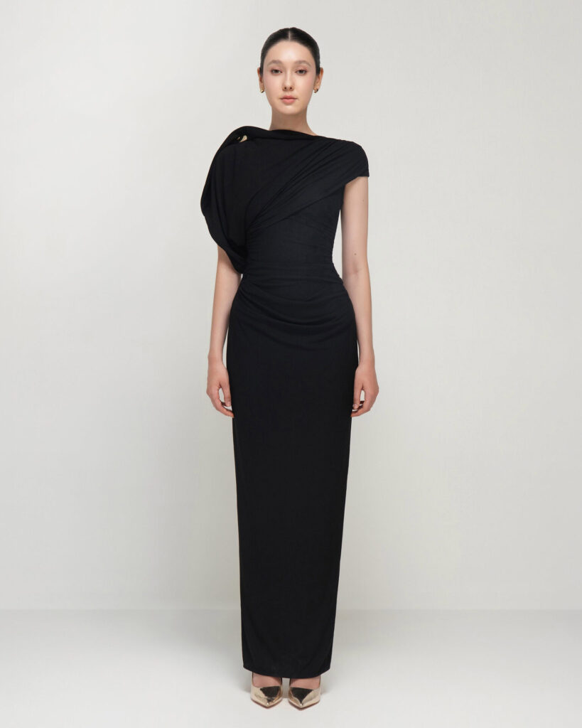 Priscilla asymmetric lycra dress